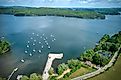 Sailboats on Memphremagog lake.