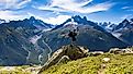 A hiker on the famous and gorgeous Tour du Mont Blanc hiking trail.