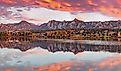 Fiery Sunrise and Alpenglow over Estes Park - Rocky Mountain National Park, Estes Park, Colorado.