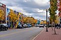 View of downtown Bentonville in Arkansas during the fall season. Editorial credit: shuttersv / Shutterstock.com