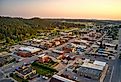 Aerial View of Custer, South Dakota at sunset.