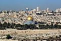 The Dome of the Rock in Jerusalem with the Church of the Holy Sepulcher in the background