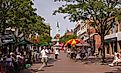 People on Church Street in Burlington, Vermont. Editorial credit: Rob Crandall / Shutterstock.com.