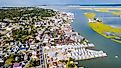 Aerial view of Chincoteague, Virginia.