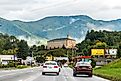 street leading to downtown Sylva, North Carolina