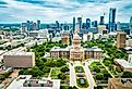 A bird's eye view of Texas Capitol building in Austin, TX.