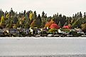 Waterfront homes in Lake Sammamish, Washington. 