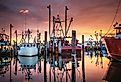 Sunrise at Viking Village in Barnegat Light, New Jersey.