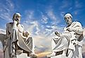 Statues of Plato and Socrates, ancient Greek philosophers. Image credit Anastasios71 via Shutterstock