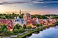 Augusta, Maine, downtown skyline on the Kennebec River. 