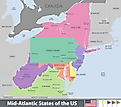 Map of the Mid-Atlantic US States