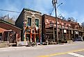 Shops in downtown Makanda, Illinois. Image credit Eddie J. Rodriquez via Shutterstock