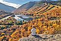 Fall colors in Franconia Notch State Park, New Hampshire.