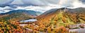 View of fall foliage in Franconia Notch State Park in New Hampshire.