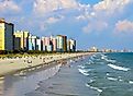 A view of the shoreline from Myrtle Beach, South Carolina.