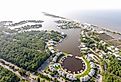 Aerial view of Dauphin Island, Alabama Gulf Coast.