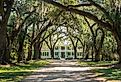 The mansion at the Rosedown Plantation State Park in Louisiana, on a sunny summer morning.