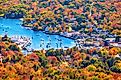 Aerial view of Camden, Maine.