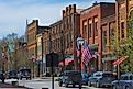 Rustic brick buildings along a downtown street in Jonesborough, Tennessee. Editorial credit: Dee Browning / Shutterstock.com