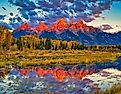 Majestic view of the Teton mountain range in Grand Teton National Park.