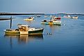 Boats on the Ocean in Camp Ellis in Saco, Maine