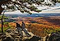 View from Sugarloaf Mountain, Maryland with spectacular fall colors.