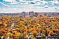 Beautiful fall views of New Haven and Yale University from the summit of East Rock Park in New Haven, Connecticut. Editorial credit: Winston Tan / Shutterstock.com