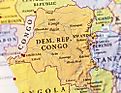 A map showing the Democratic Republic of the Congo as well as its neighboring states. 