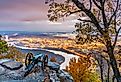 Chattanooga, Tennessee, view from Lookout Mountain at twilight in the fall.