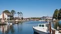 Part of St. Michaels Harbor in historic Saint Michaels, Maryland, in spring