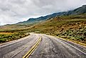 Driving through Antelope Island State Park, Utah.