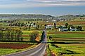 The road passing through beautiful Pennsylvania countryside.