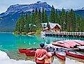 Looking out at Emerald Lake Lodge, British Columbia, Canada.