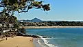 Coastal view of Noosa Heads Main Beach in Queensland, Australia.