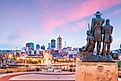 The Pioneer of the former territory statue (more than 60 years old statue) in Des Moines, Iowa.