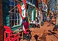 A view of colorful stores on Main Street in Davidson, North Carolina. Editorial credit: Nolichuckyjake / Shutterstock.com.