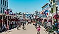 The busy streets of downtown Mackinac Island, Michigan. Editorial credit: Michael Deemer / Shutterstock.com