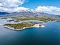 Aerial photography around the Dillon Reservoir in Colorado