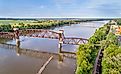 Historic railroad Katy Bridge over Missouri River at Boonville