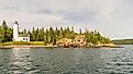 Rock Harbor Lighthouse, Isle Royale, Michigan, US. 