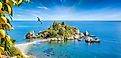 Isola Bella island off Sicily, Italy, in the Ionian Sea.