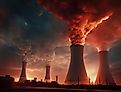 Chernobyl nuclear power plant on fire. Image credit Benny Marty via shutterstock