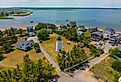 Plum Island Lighthouse, at the mouth of Merrimack River, in Newburyport, Massachusetts.