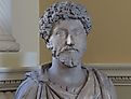 Statue of the head of Emperor Marcus Aurelius, a Stoic philosopher.