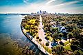 The scenic road where ocean meets city in Downtown Saint Petersburg, Florida.