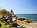Castle Hill lighthouse. Narragansett Bay, Rhode Island. Image credit solepsizm via shutterstock