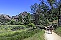 Couple hiking in the Pinnacles National Park in Monterey County, California,