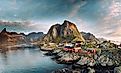 Norwegian fishing village at the Lofoten Islands in Norway. 