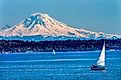 A view of Mount Rainier from Puget Sound. 