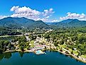 Aerial of Lake Junaluska near Waynesville and Maggie Valley North Carolina